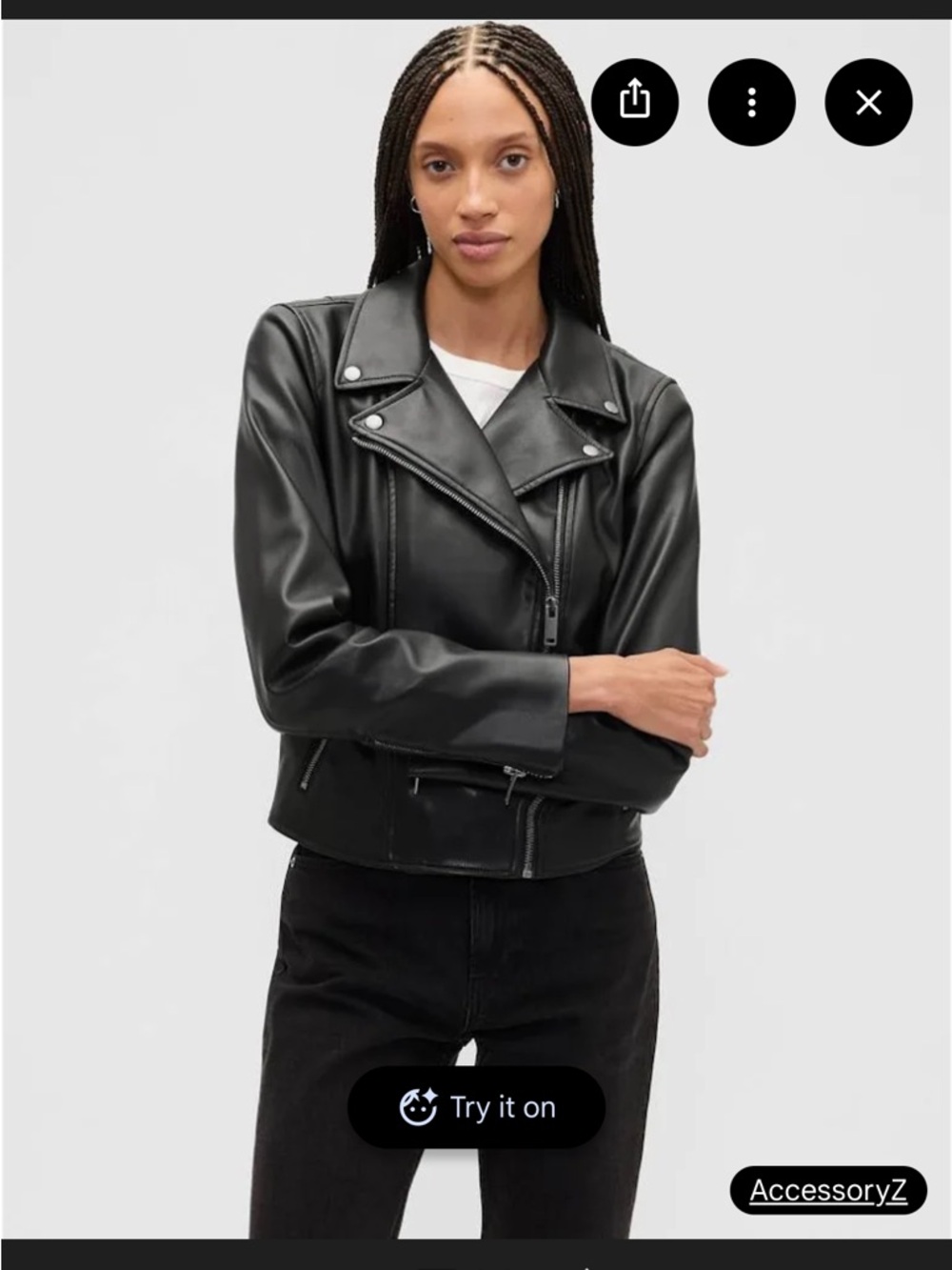 GAP Black Faux Leather Moto Jacket with Zip Pockets